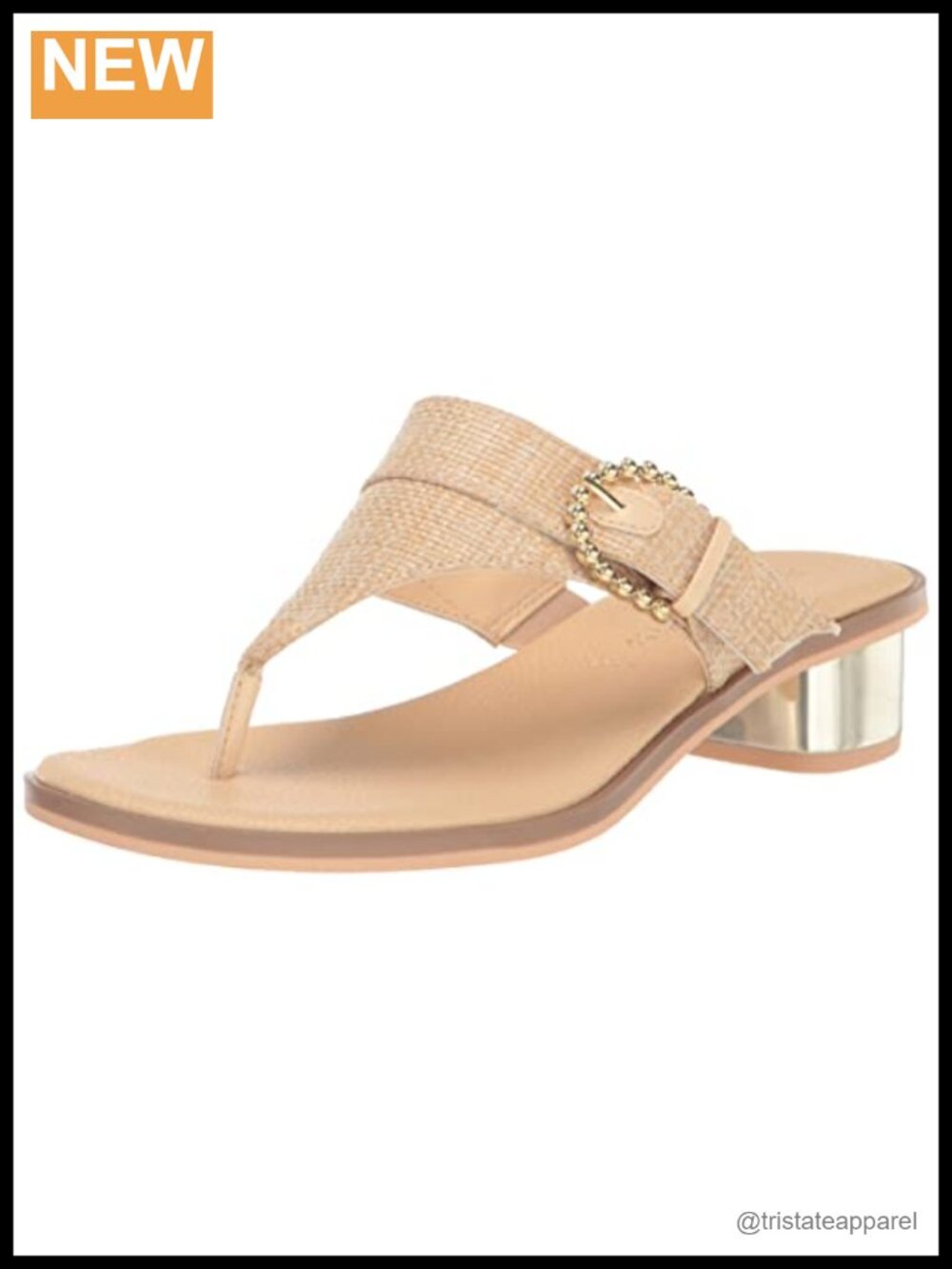 Anne Klein Tillie Raffia Ankle Strap Block Heel Sandals